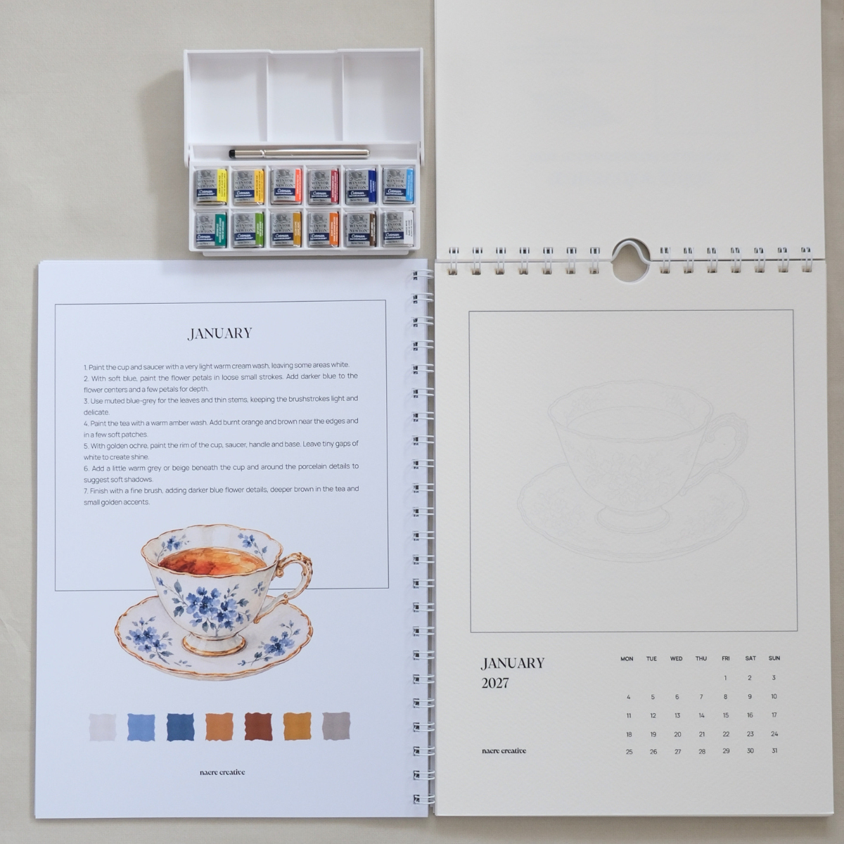 A Year of Slowing Down - Watercolour Calendar Workbook (2027)
