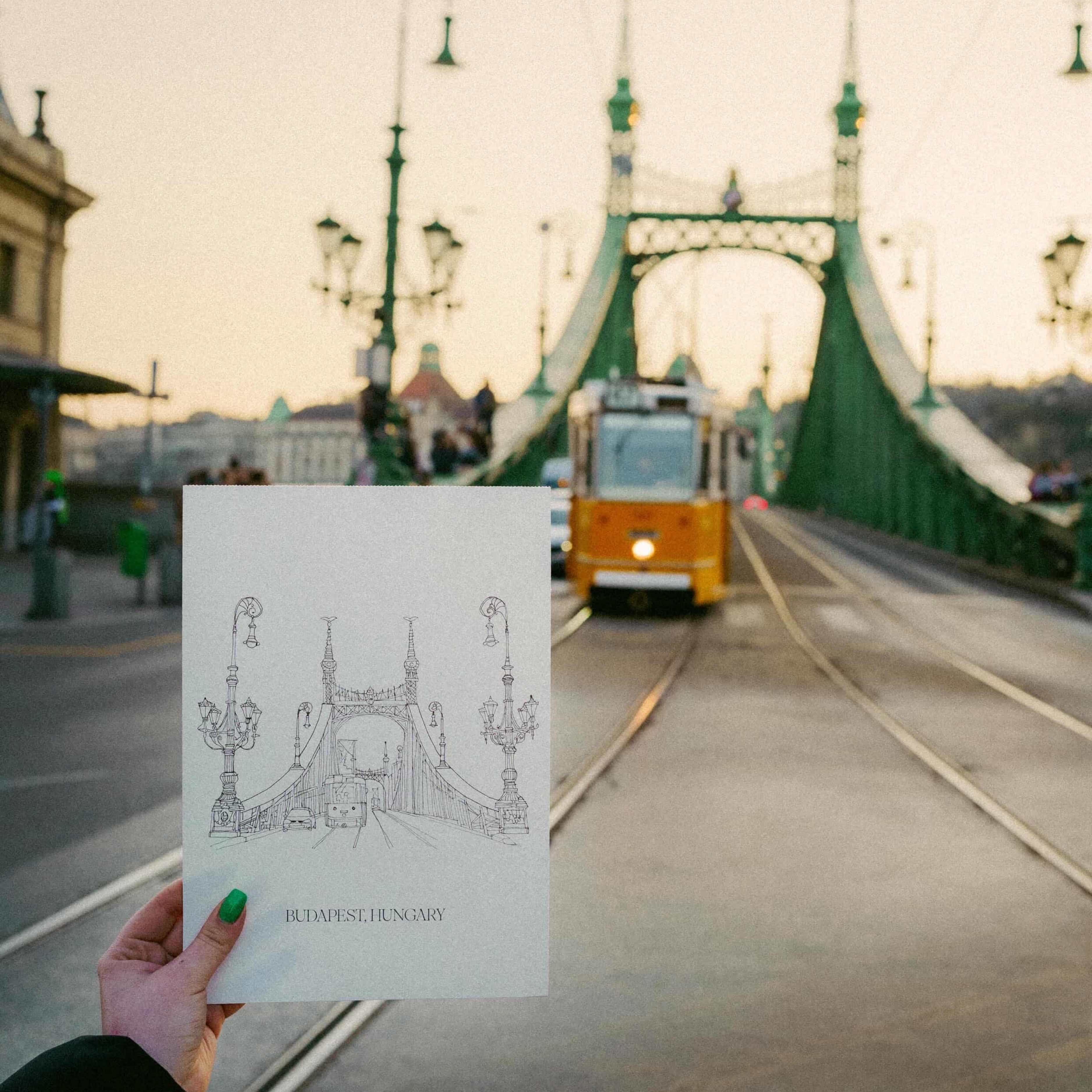 Liberty Bridge Fineliner Sketching Template