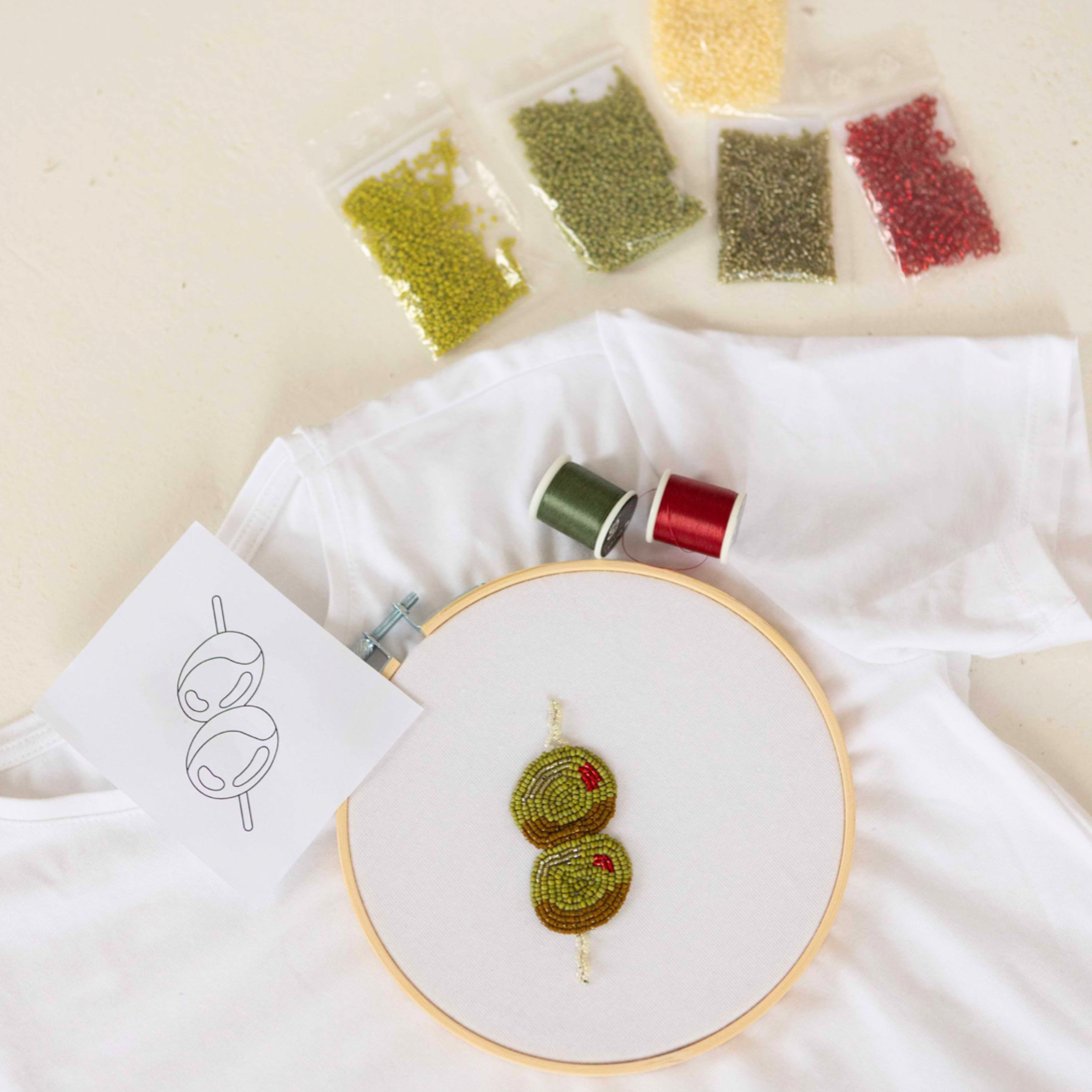 Beaded Embroidery Workshop - Olives & chili 🫒🌶️