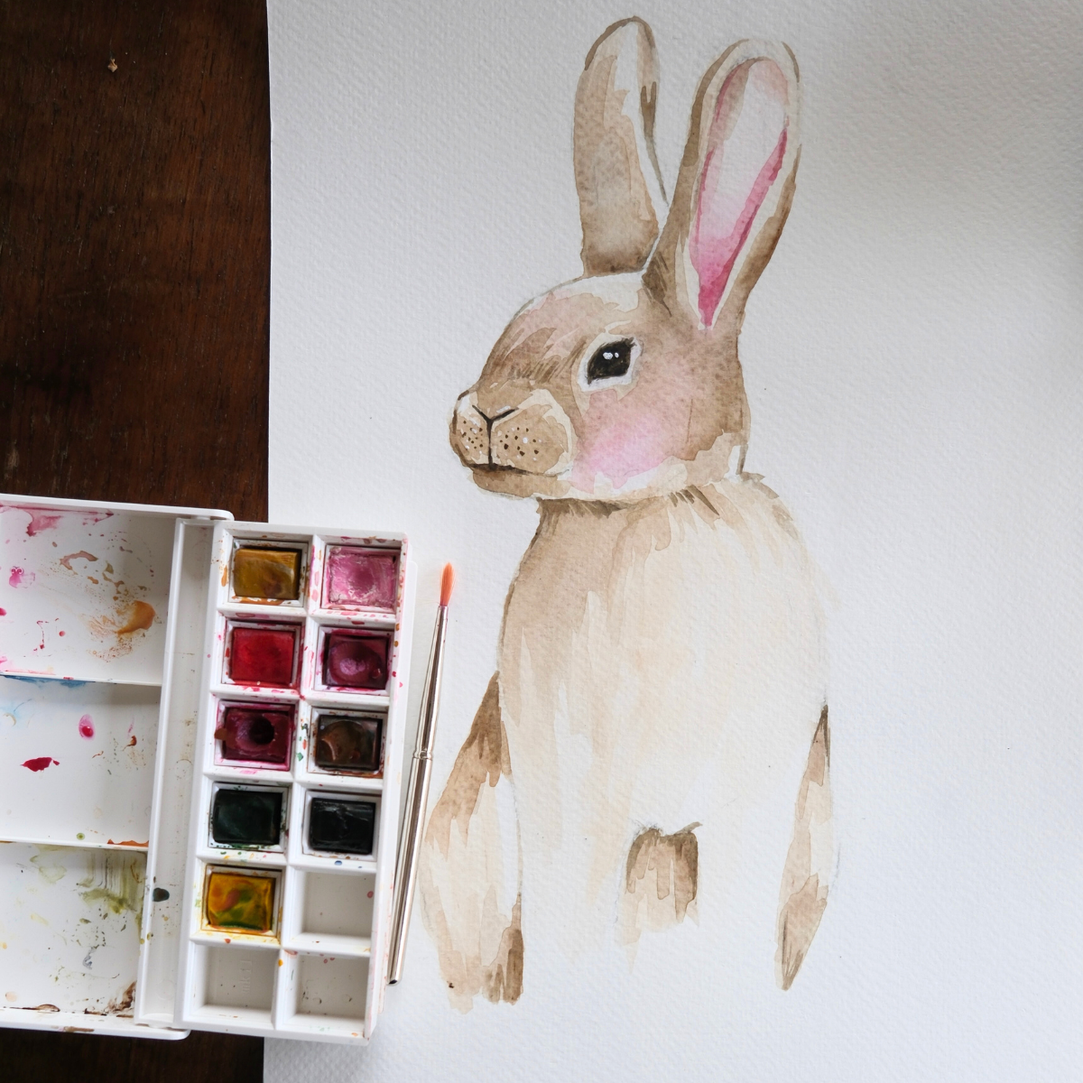 Akvarell Festő Workshop – Húsvéti nyuszi 🐰 (előrajzolt mintával)