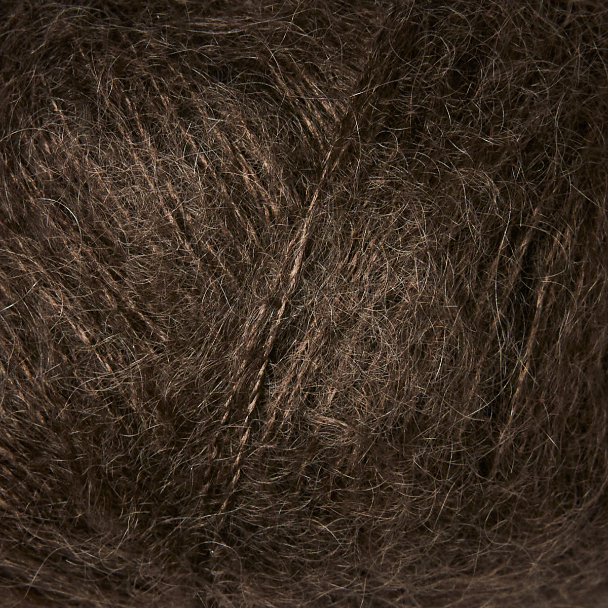 Close-up of Knitting for Olive Soft Silk Mohair yarn in Brown Bear