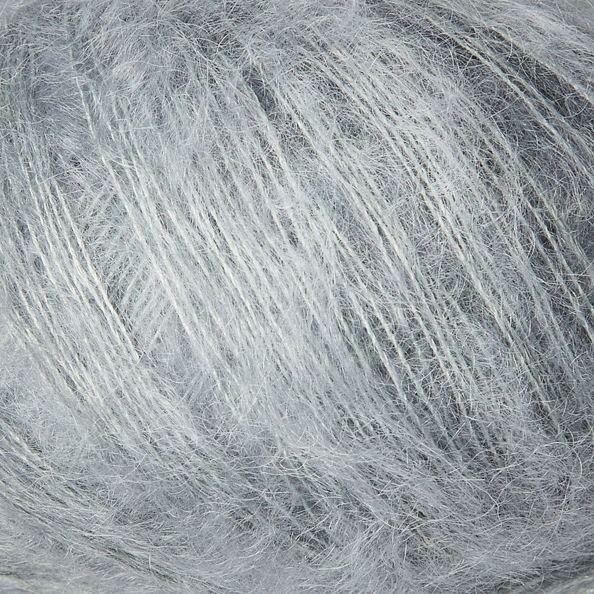 Close-up of Knitting for Olive Soft Silk Mohair yarn in Powder Blue