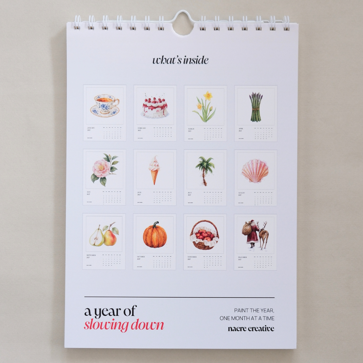 A Year of Slowing Down - Watercolour Calendar Workbook (2027)