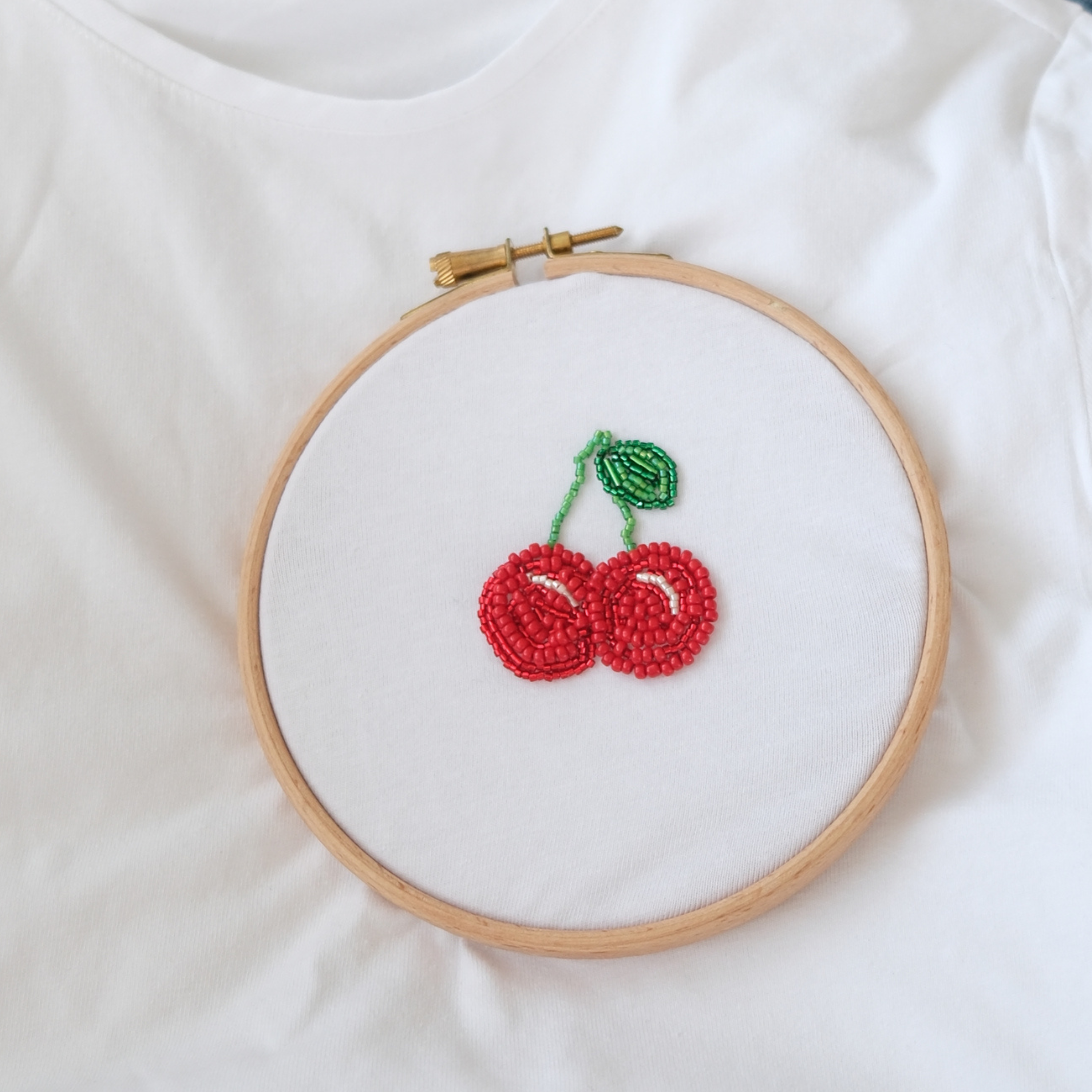 DIY Cherry Beaded Embroidery Kit