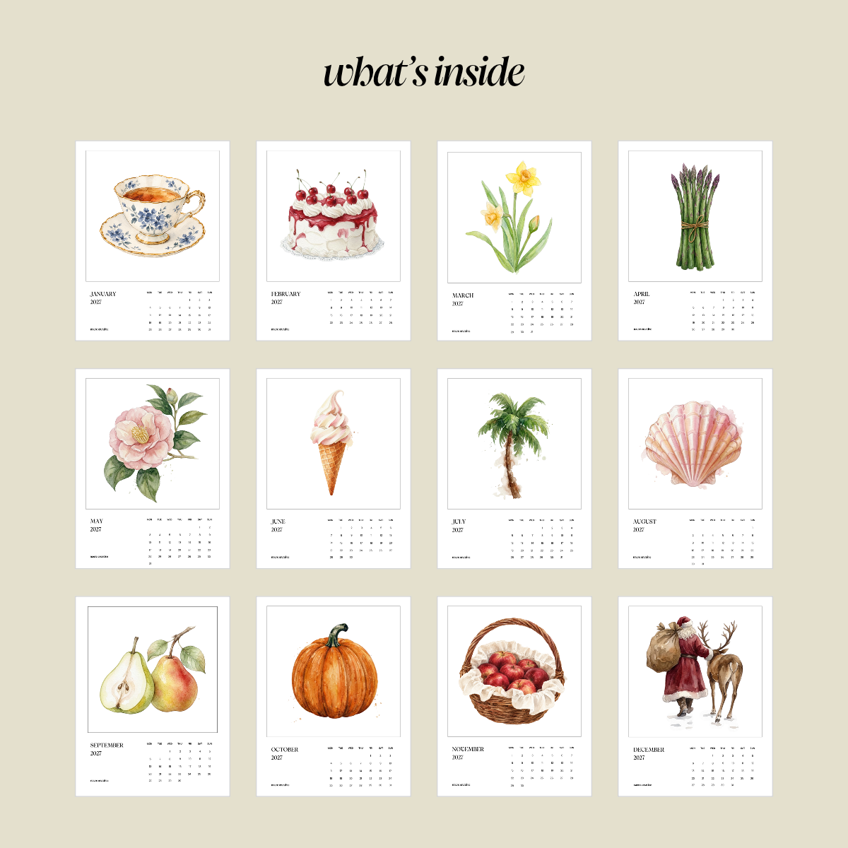 A Year of Slowing Down - Watercolour Calendar Workbook (2027)