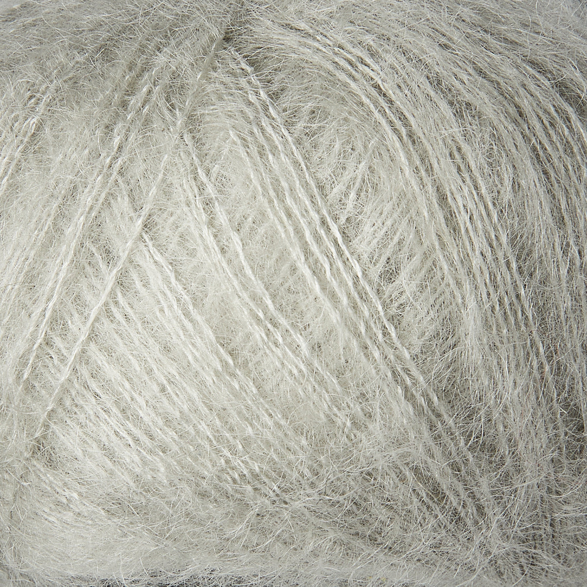 Close-up of Knitting for Olive Soft Silk Mohair yarn in Pearl Gray